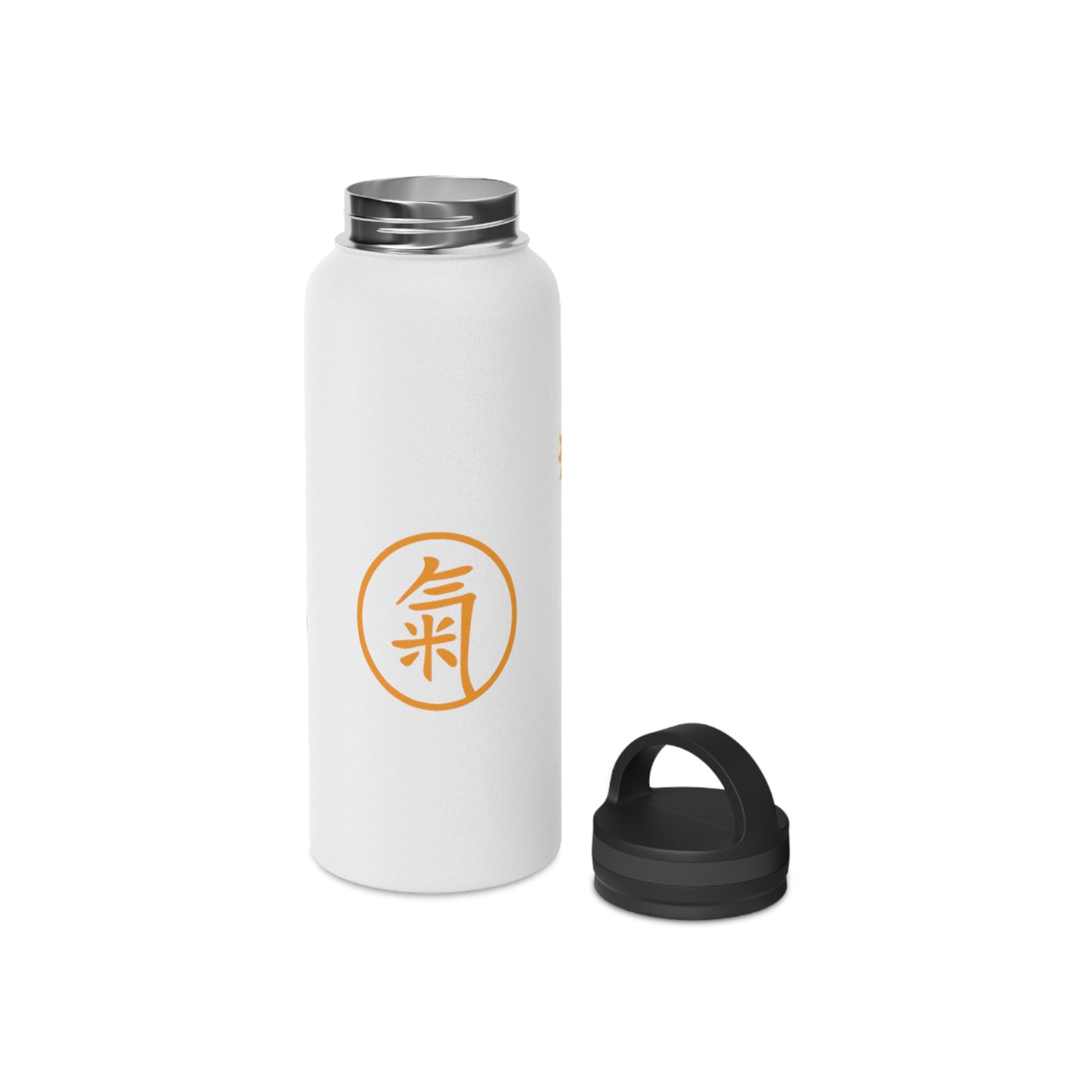 Water Bottle - Orange Qi (氣) Stainless Steel Bottle with Handle Lid