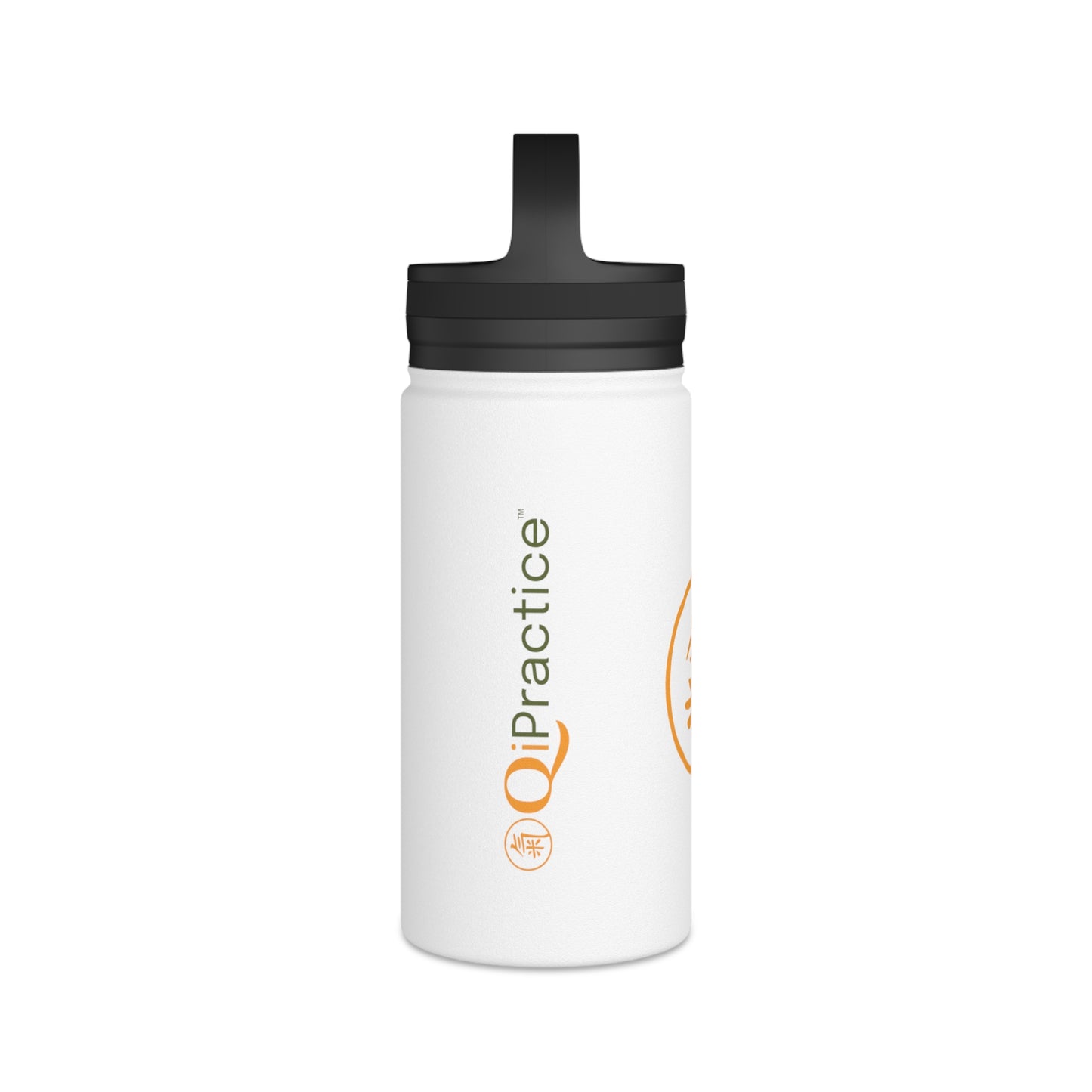 Water Bottle - Orange Qi (氣) Stainless Steel Bottle with Handle Lid