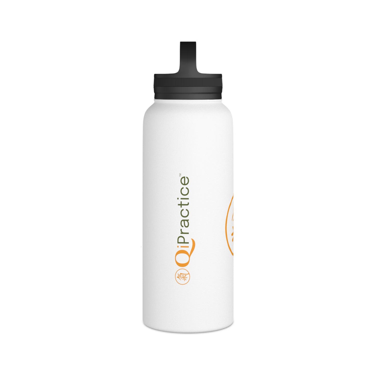 Water Bottle - Orange Qi (氣) Stainless Steel Bottle with Handle Lid