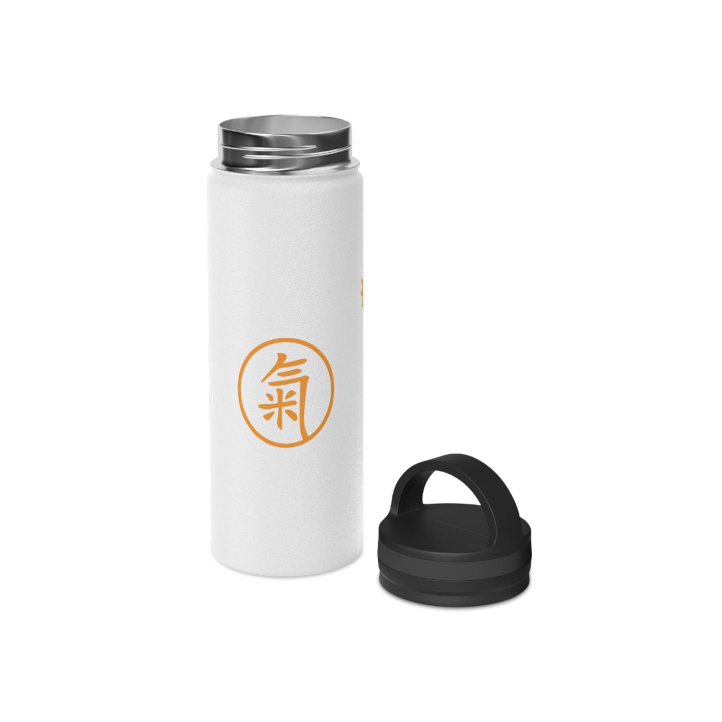 Water Bottle - Orange Qi (氣) Stainless Steel Bottle with Handle Lid