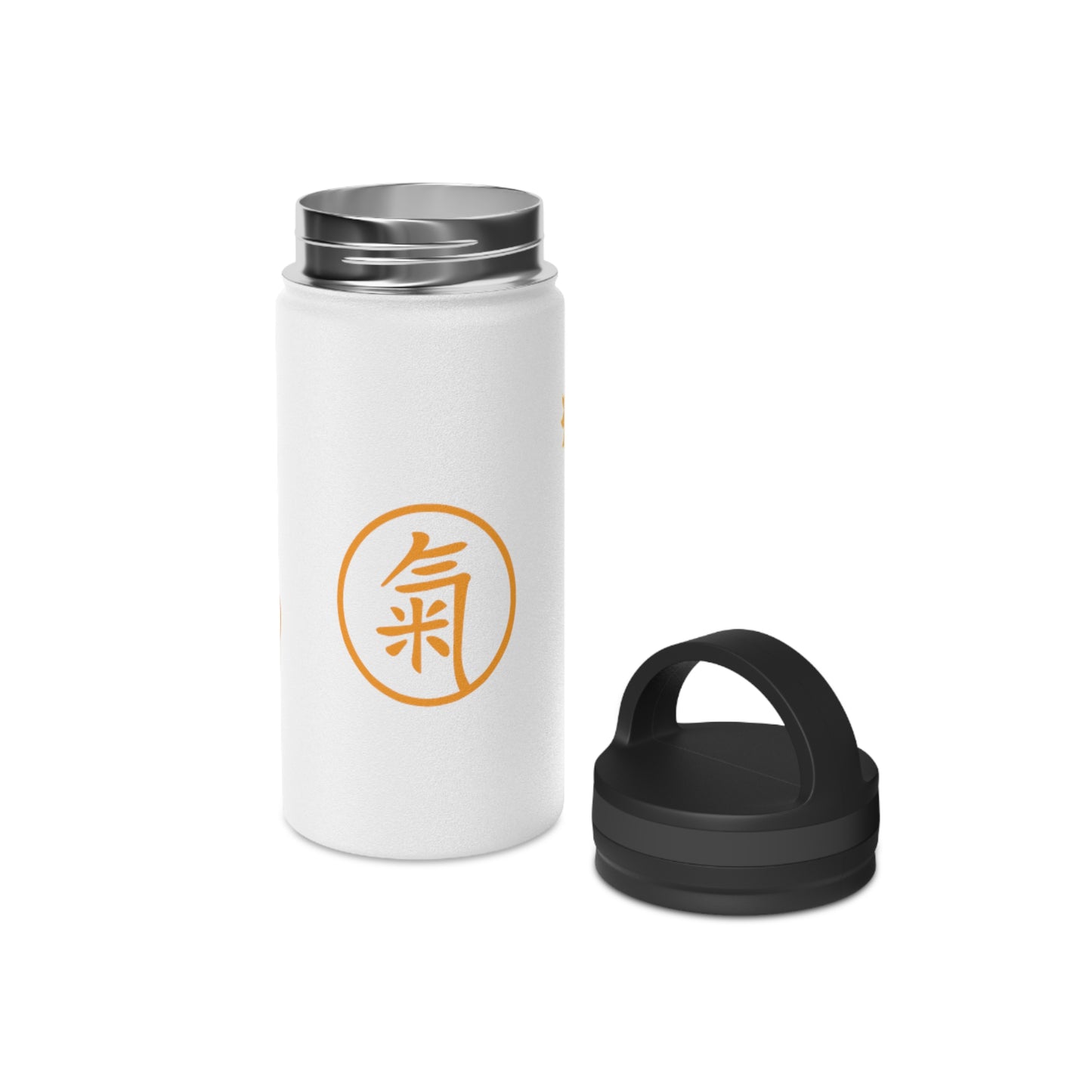 Water Bottle - Orange Qi (氣) Stainless Steel Bottle with Handle Lid