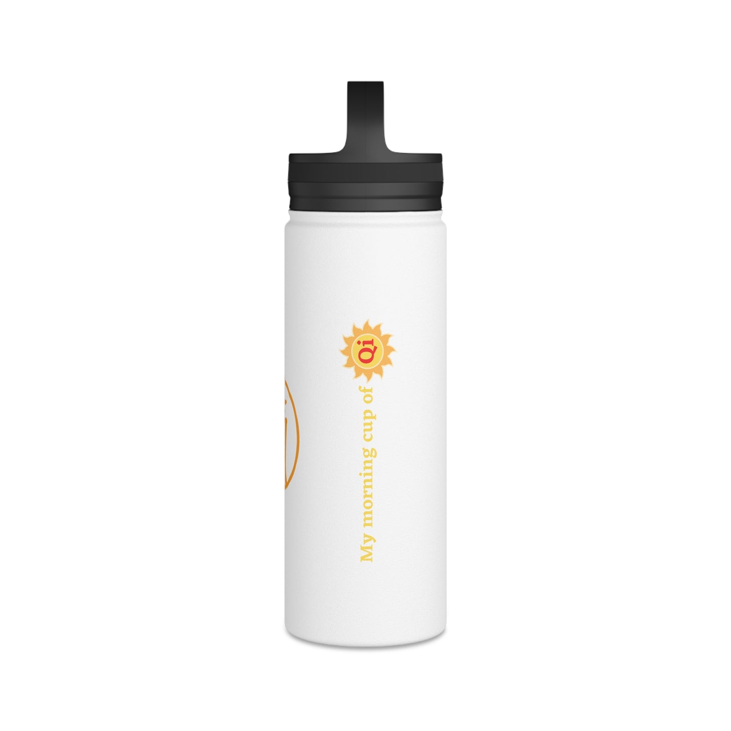 Water Bottle - Orange Qi (氣) Stainless Steel Bottle with Handle Lid
