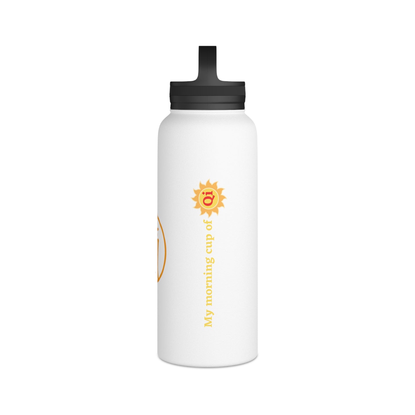 Water Bottle - Orange Qi (氣) Stainless Steel Bottle with Handle Lid