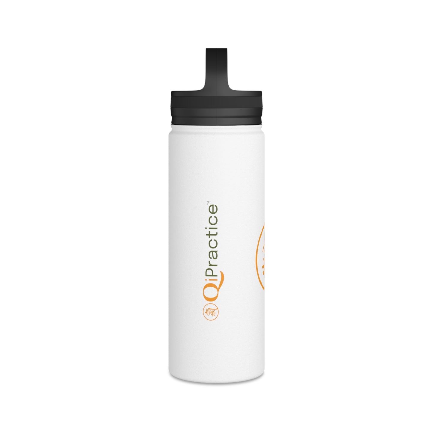 Water Bottle - Orange Qi (氣) Stainless Steel Bottle with Handle Lid