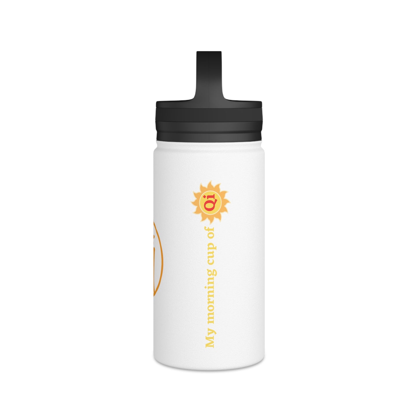 Water Bottle - Orange Qi (氣) Stainless Steel Bottle with Handle Lid