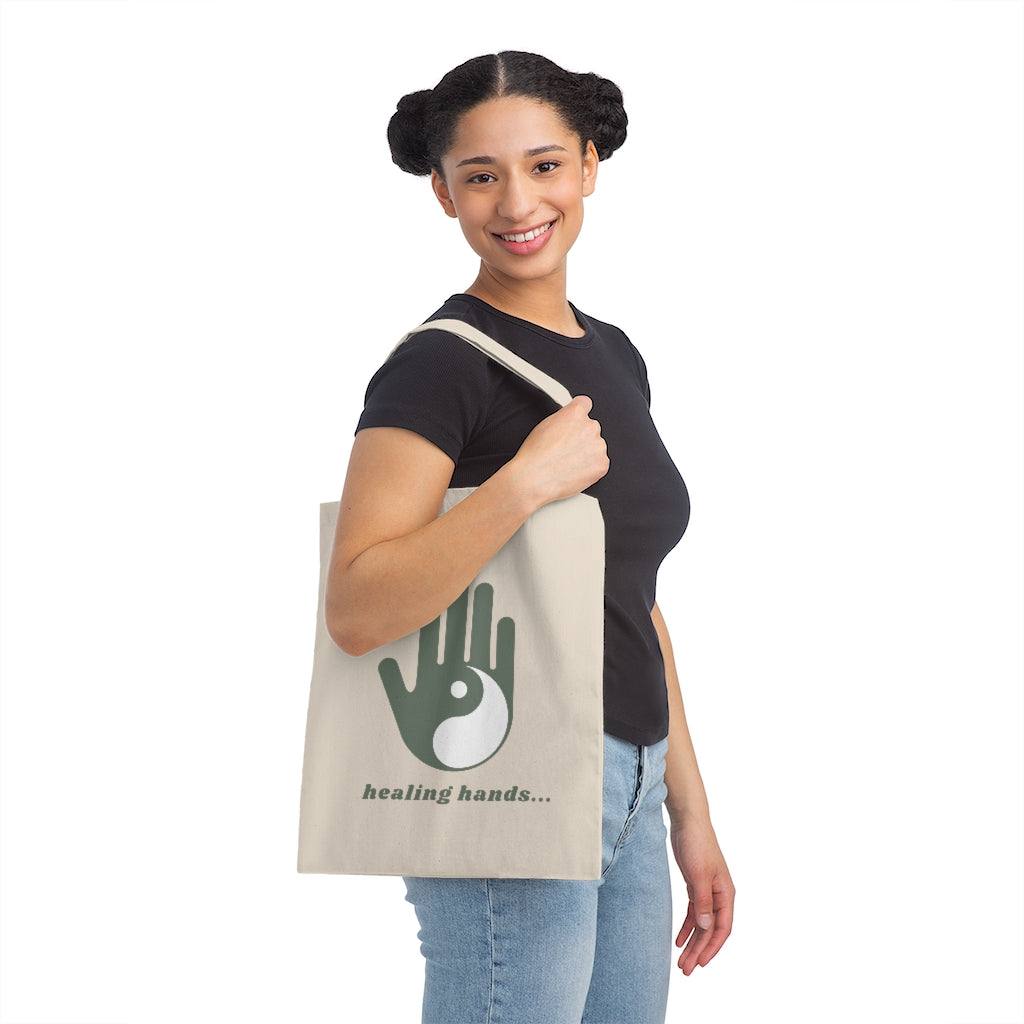 Healing Hands- Yin Yang- Green- Canvas Tote Bag