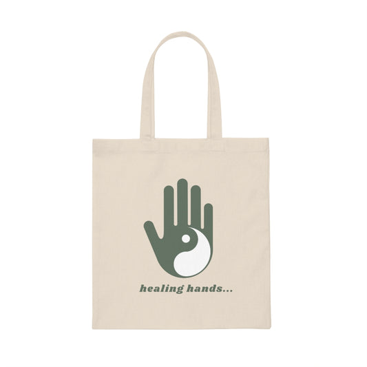 Healing Hands- Yin Yang- Green- Canvas Tote Bag